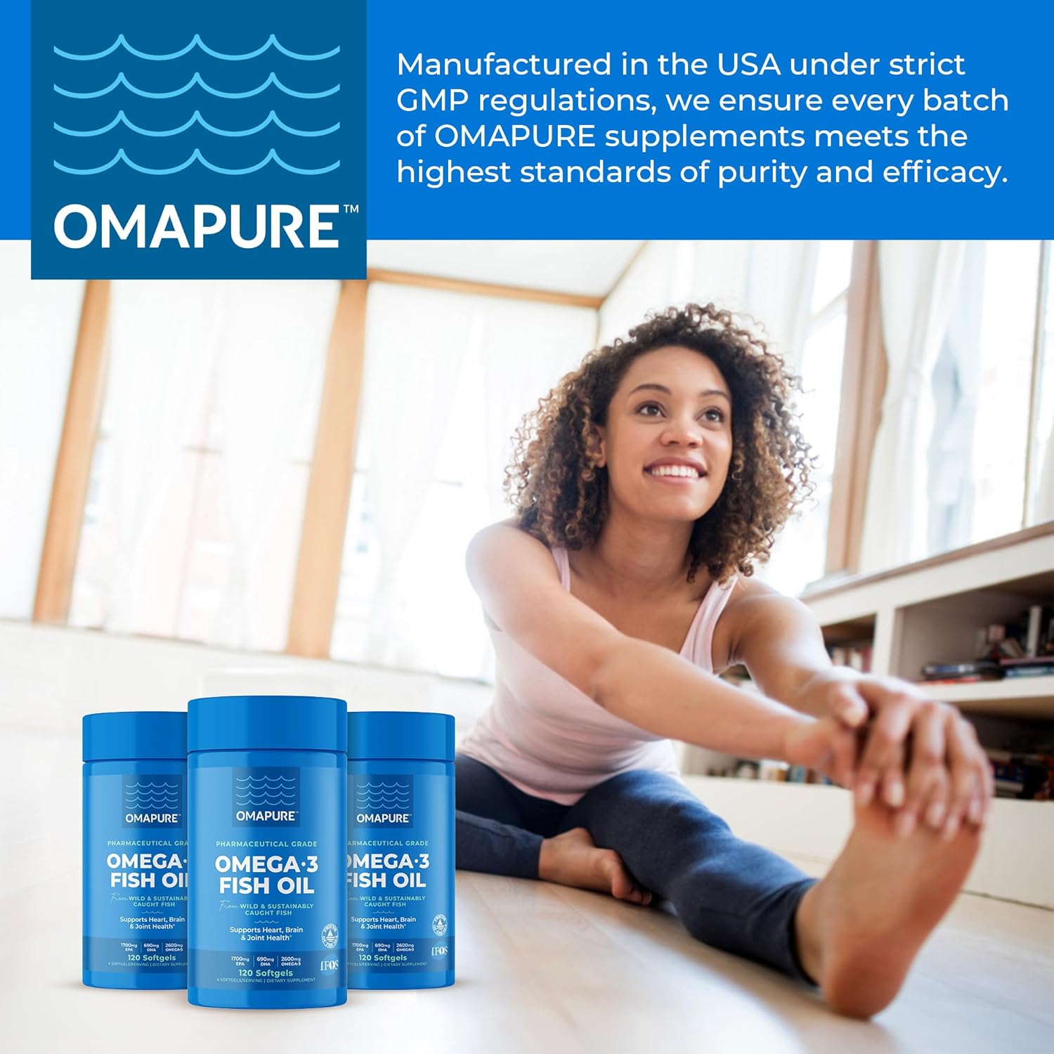 120 Burpless Fish Oil Softgels with High EPA & DHA for Heart, Joint, & Brain Health