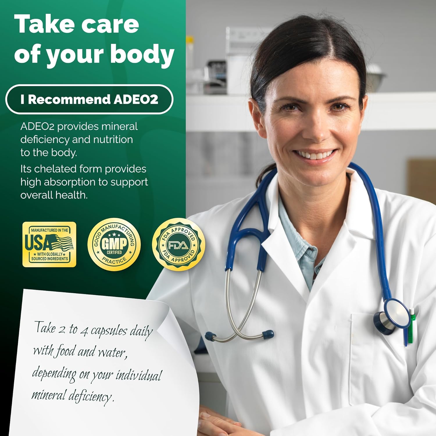 120 Capsules ADEO2 Premium Trace Minerals Complex with Essential Chelated Minerals - All Natural & Organic - Full Spectrum Ionic Blend for Men & Women