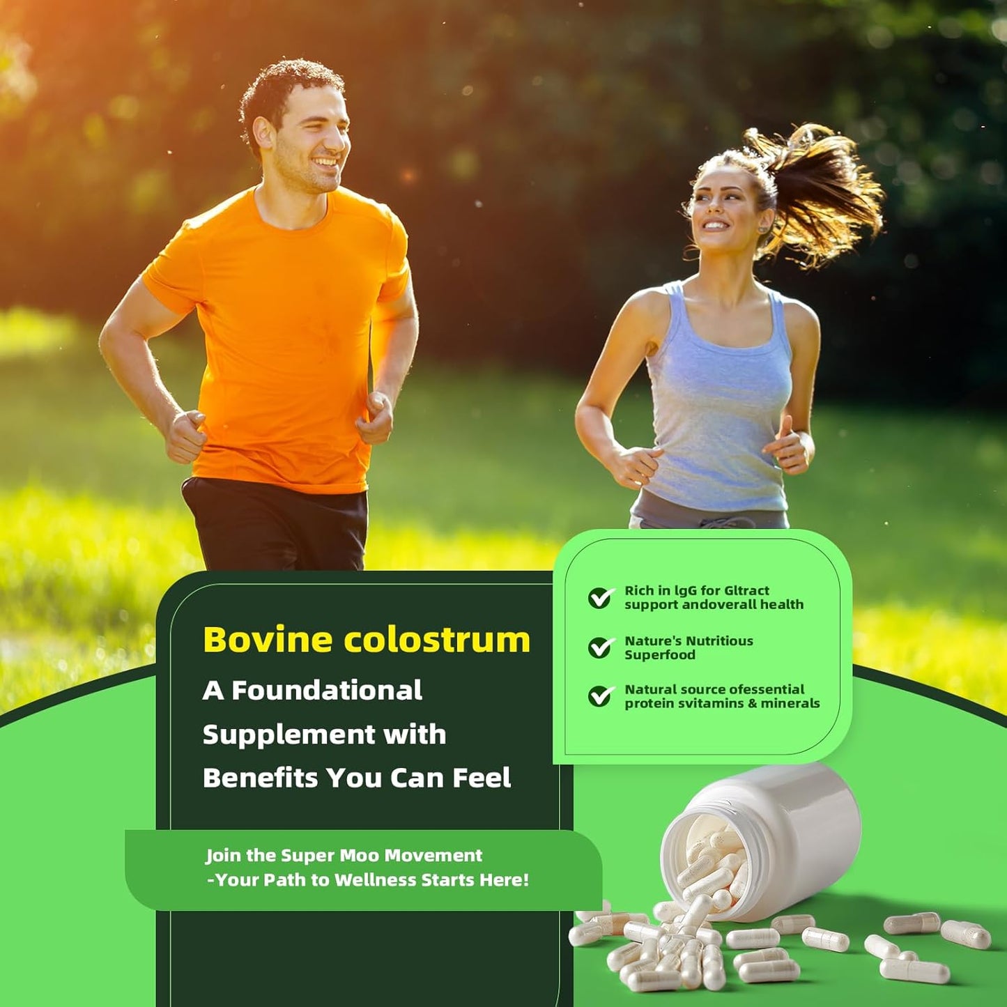 120 Capsules Allcoovita Bovine Colostrum Supplement 2000mg - Boost Gut Health, Muscle Recovery, Energy, Skin & Immune Support | High IgG Content for Humans | Gluten-Free Superfood