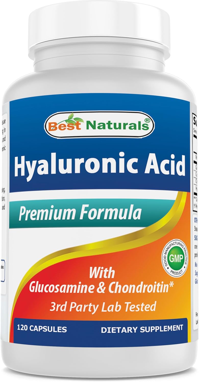 120 Capsules Best Naturals Hyaluronic Acid 100 mg - Promotes Healthy Joints & Skin Youthfulness