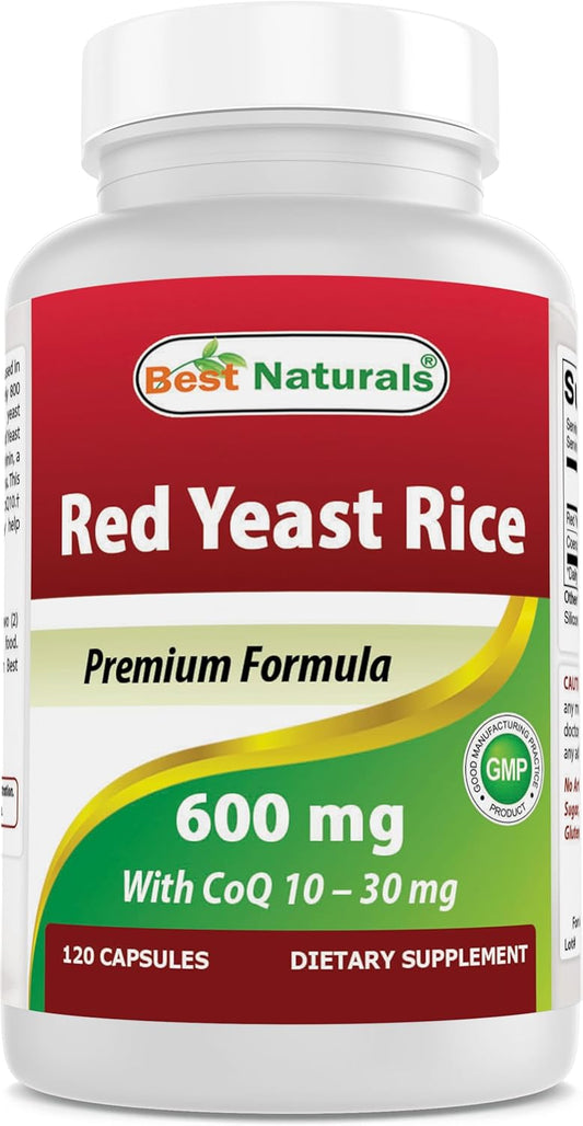 120 Capsules Best Naturals Red Yeast Rice with CoQ10 - Cardiovascular Formula with 600mg Red Yeast Rice and 30mg CoQ10
