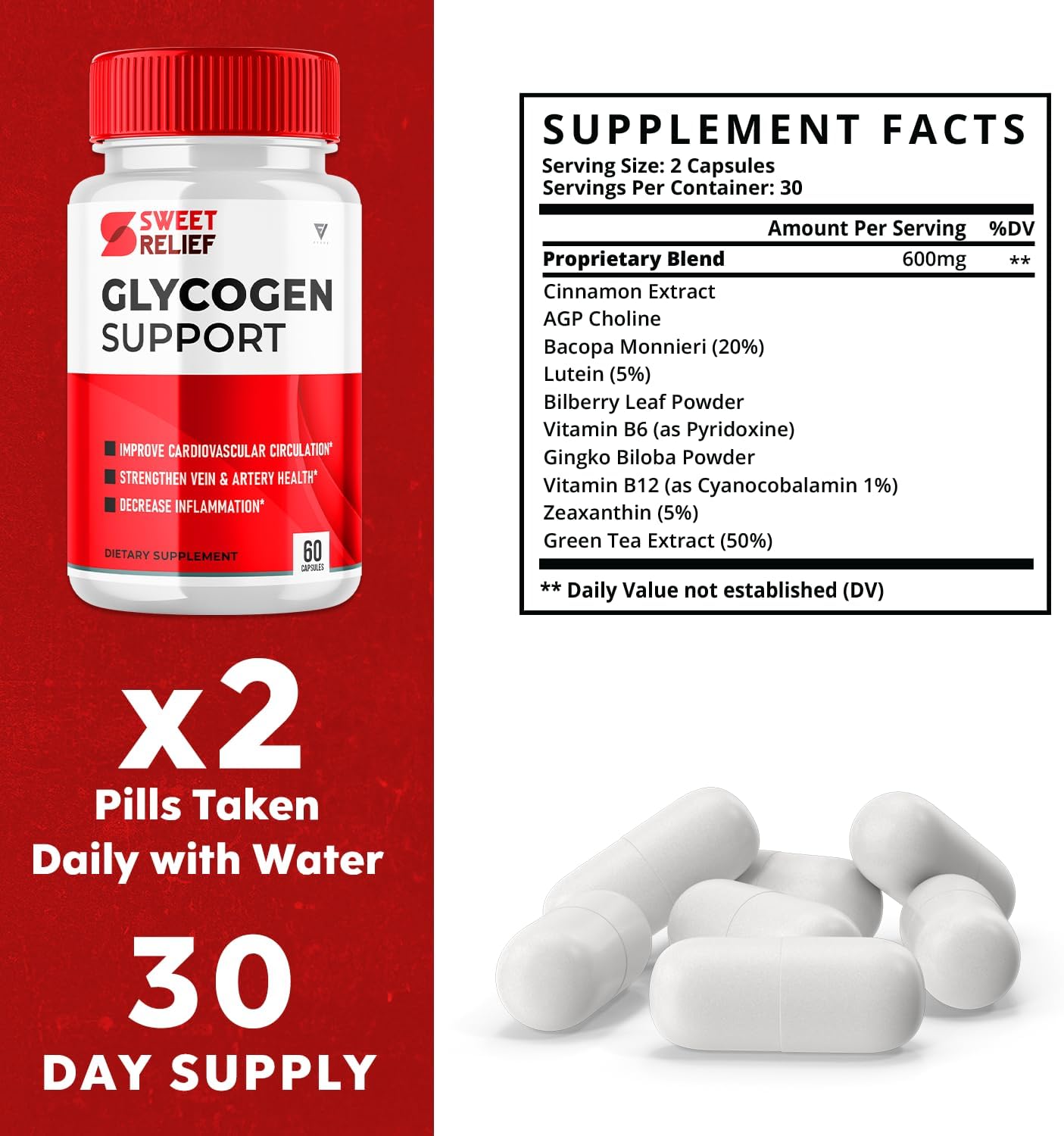 120 Capsules Fyvus Sweet Relief Glycogen Support Supplement for Joints & Blood Vessel Health