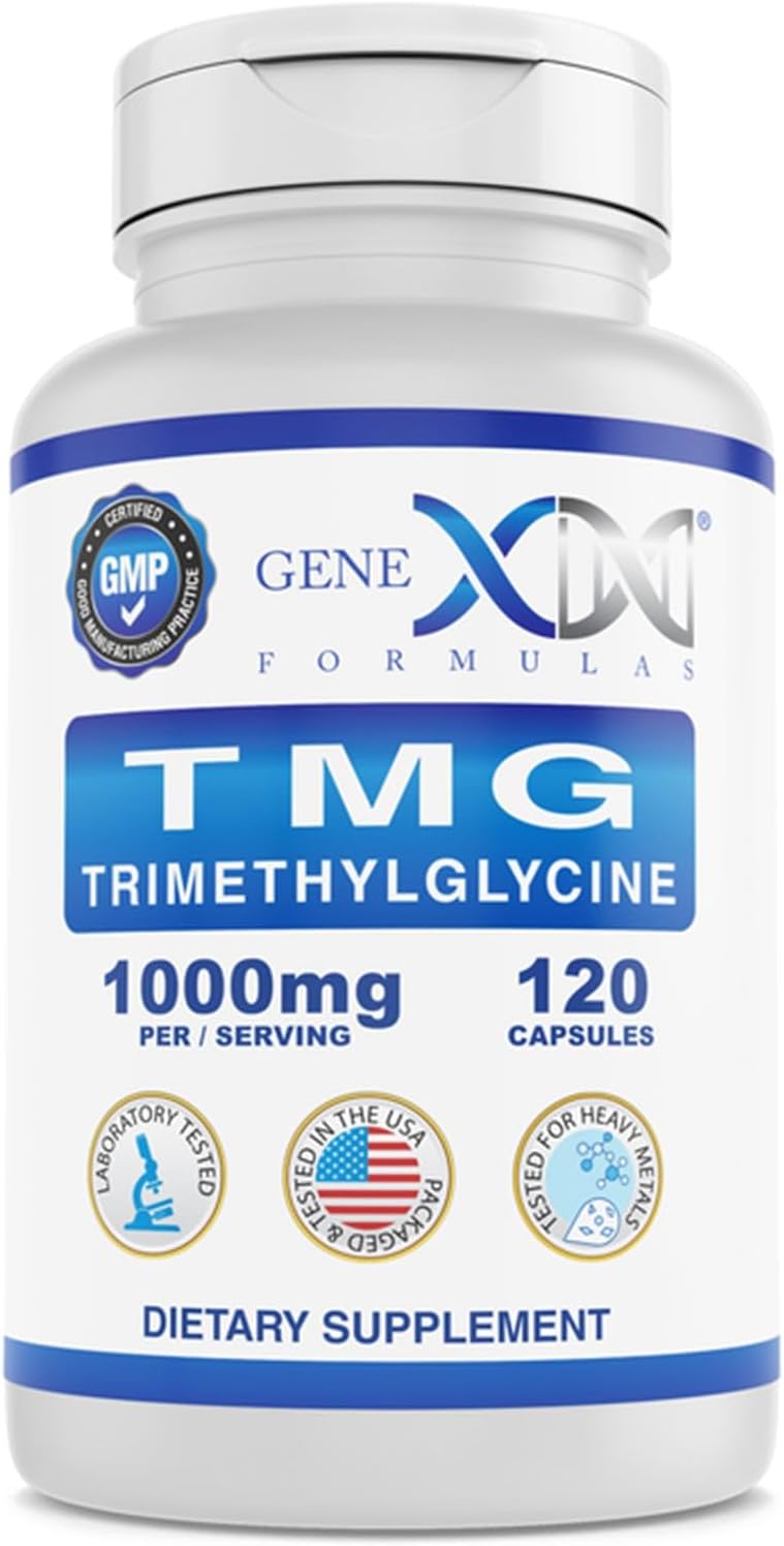 120 Capsules Genex Formulas 1000mg TMG Liver Supplement - Betaine Anhydrous Trimethylglycine for Healthy Homocysteine - Gluten Free & Non-GMO - 30-Day Supply