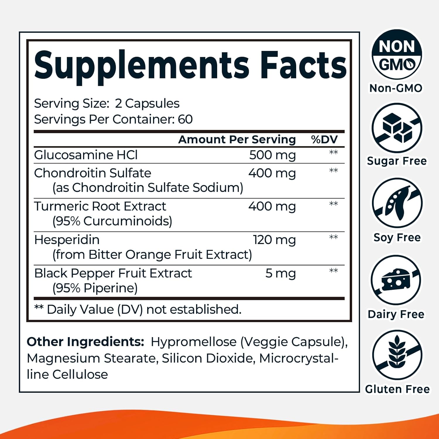 120 Capsules Joint Support Supplement with Turmeric Curcumin, Glucosamine, and Chondroitin - Pain Relief and Mobility Support