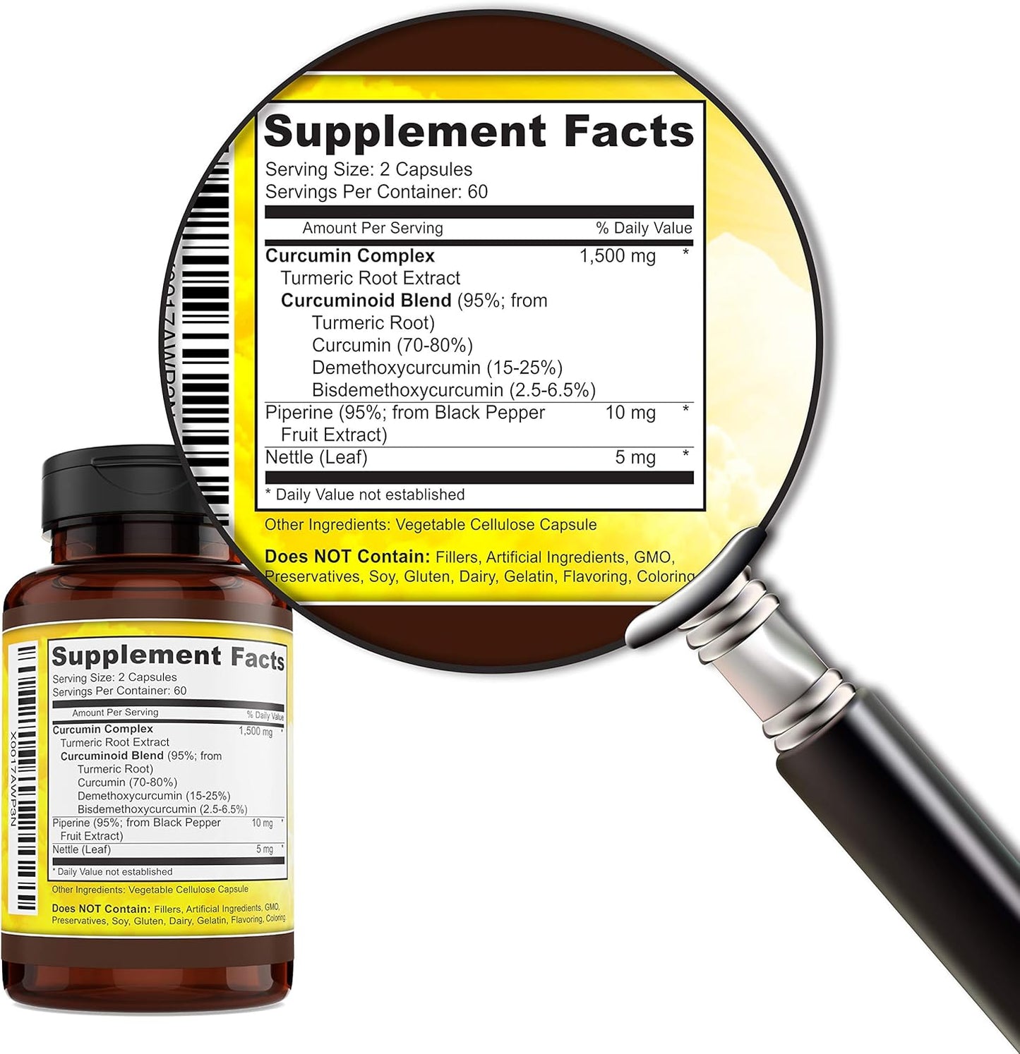 120 Capsules Key Nutrition Turmeric Curcumin Complex with Piperine - 100% Pure Formula