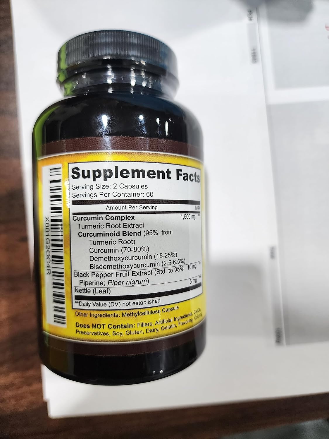 120 Capsules Key Nutrition Turmeric Curcumin Complex with Piperine - 100% Pure Formula