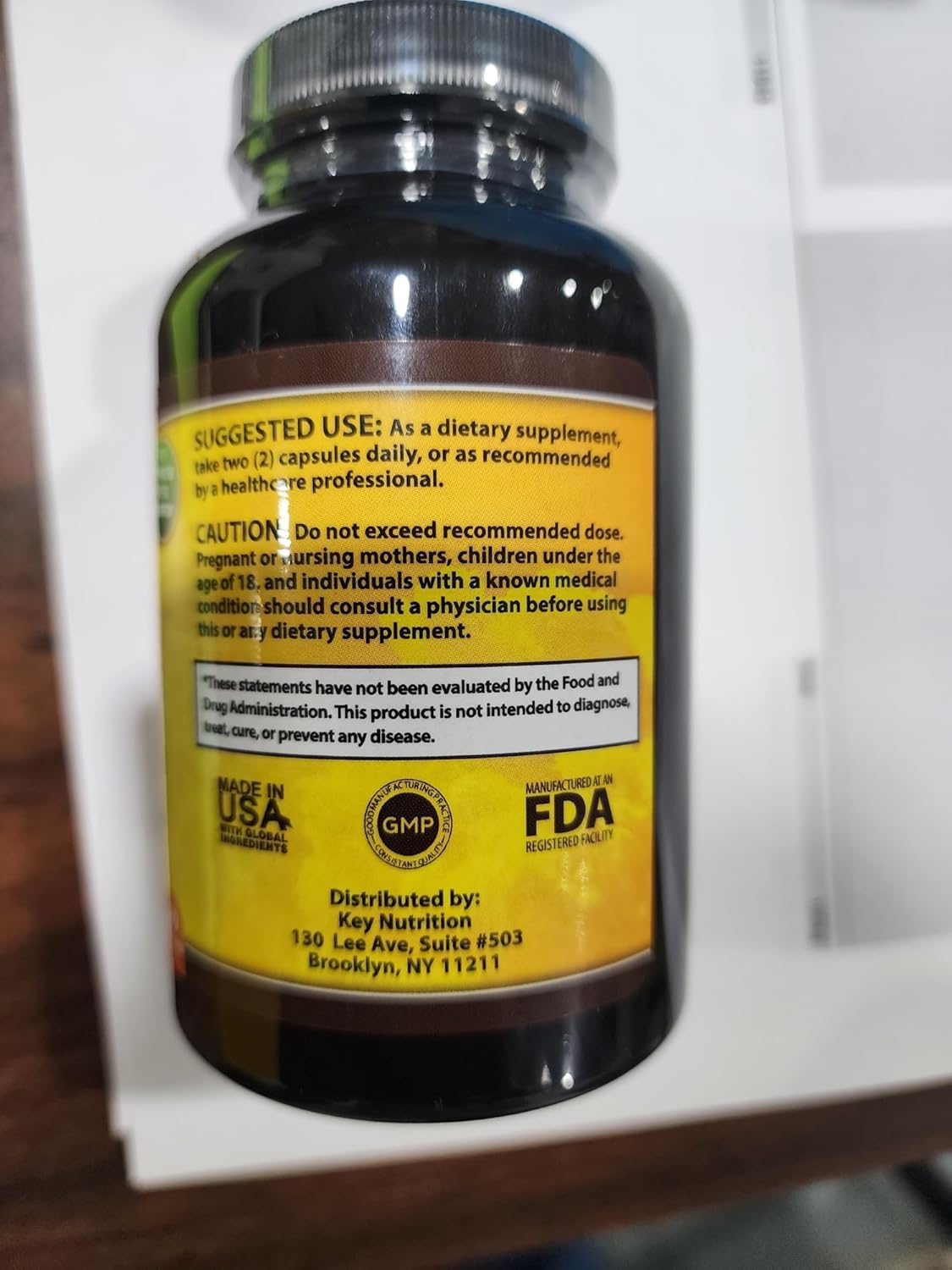 120 Capsules Key Nutrition Turmeric Curcumin Complex with Piperine - 100% Pure Formula