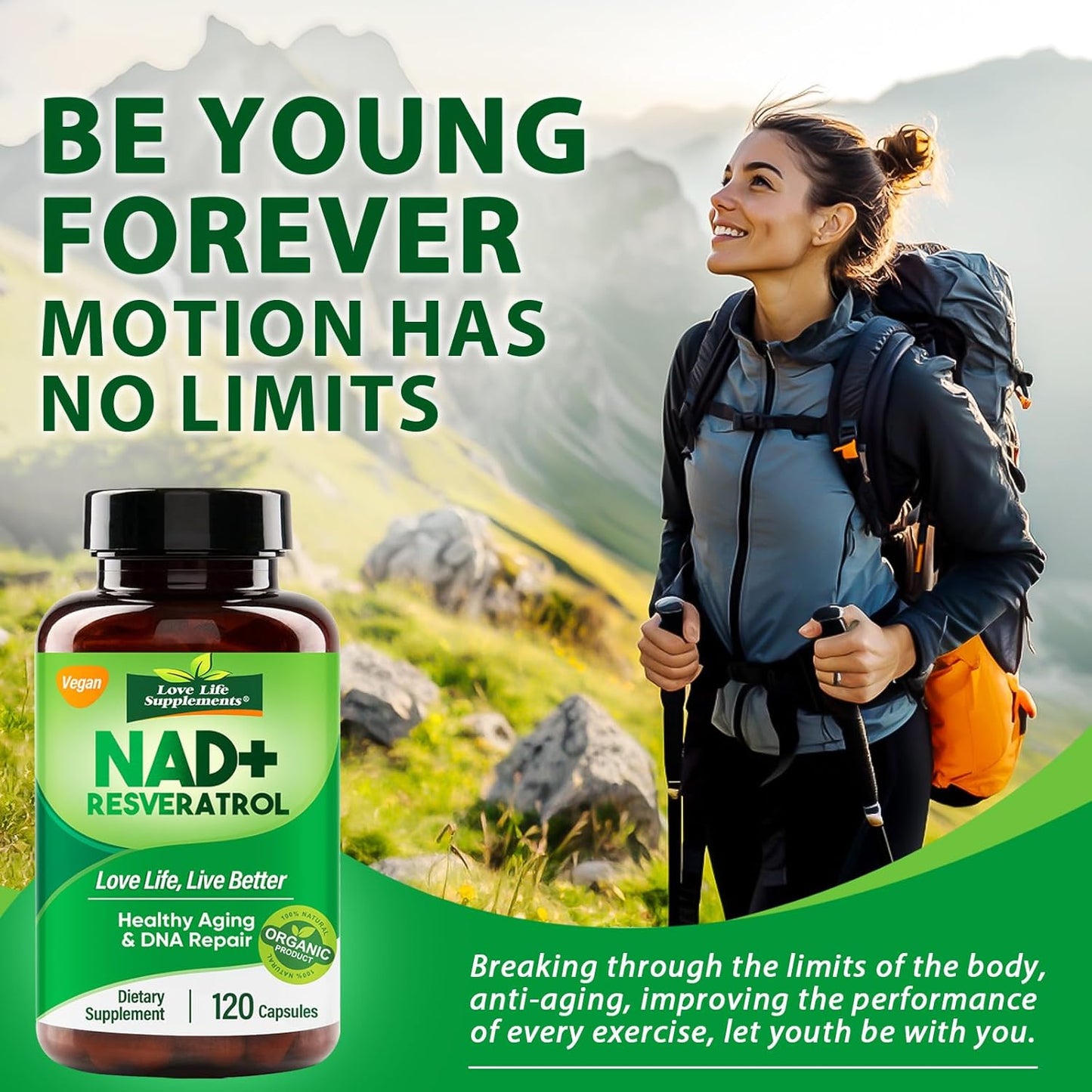 120 Capsules Liposomal NAD Supplement for Aging Defense, Brain Function, Energy, and DNA Repair - Supports Healthy Metabolism and Vitality