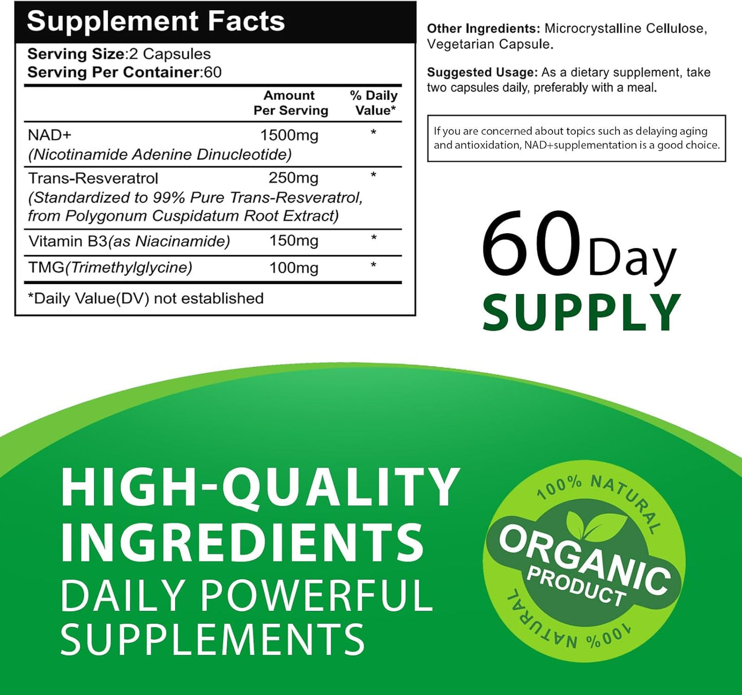 120 Capsules Liposomal NAD Supplement for Aging Defense, Brain Function, Energy, and DNA Repair - Supports Healthy Metabolism and Vitality