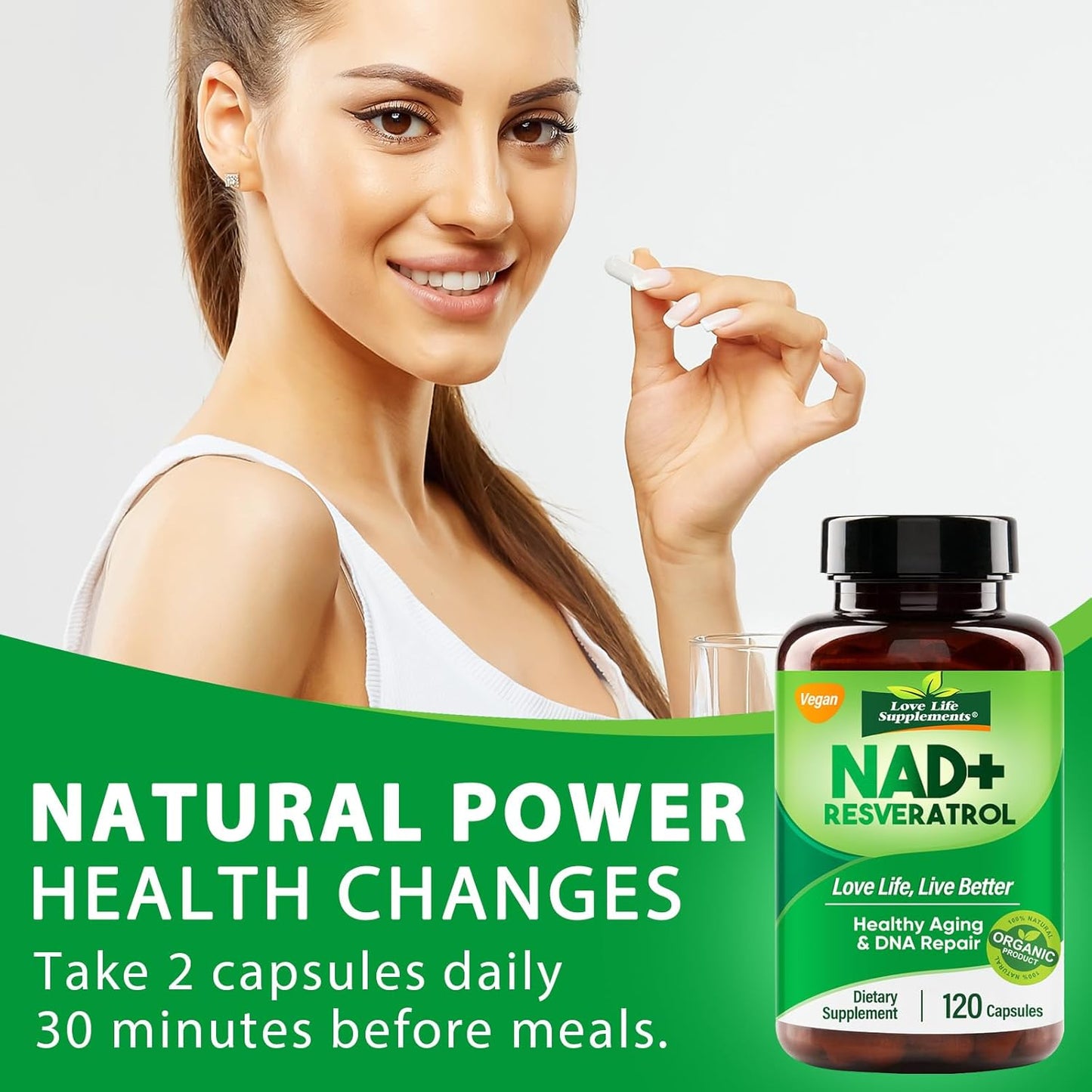 120 Capsules Liposomal NAD Supplement for Aging Defense, Brain Function, Energy, and DNA Repair - Supports Healthy Metabolism and Vitality