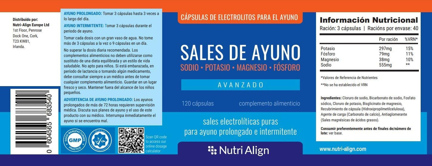 120 Capsules Nutri-Align Fasting Salts: Pure Electrolytes for Intermittent & Extended Fasting - Sodium, Potassium, Magnesium - No Sugar/Fillers