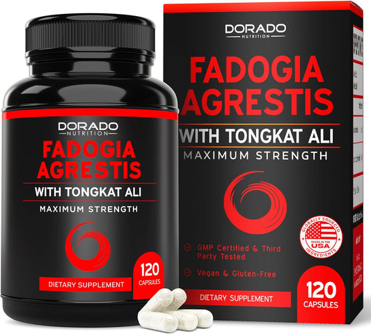 120 Capsules of DORADO NUTRITION Fadogia Agrestis and Tongkat Ali Supplement for Maximum Strength and Performance - Gluten Free, Non-GMO, Vegan - Boost Strength, Drive, Athletic Performance, and Muscle Mass