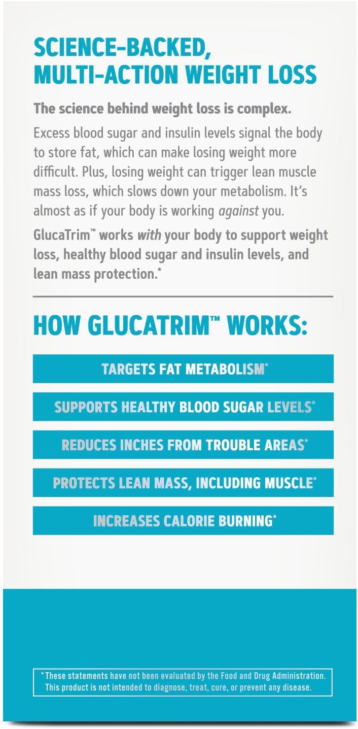 120 Capsules of GNC Total Lean GlucaTrim for 60 Servings - Weight Loss Support Supplement