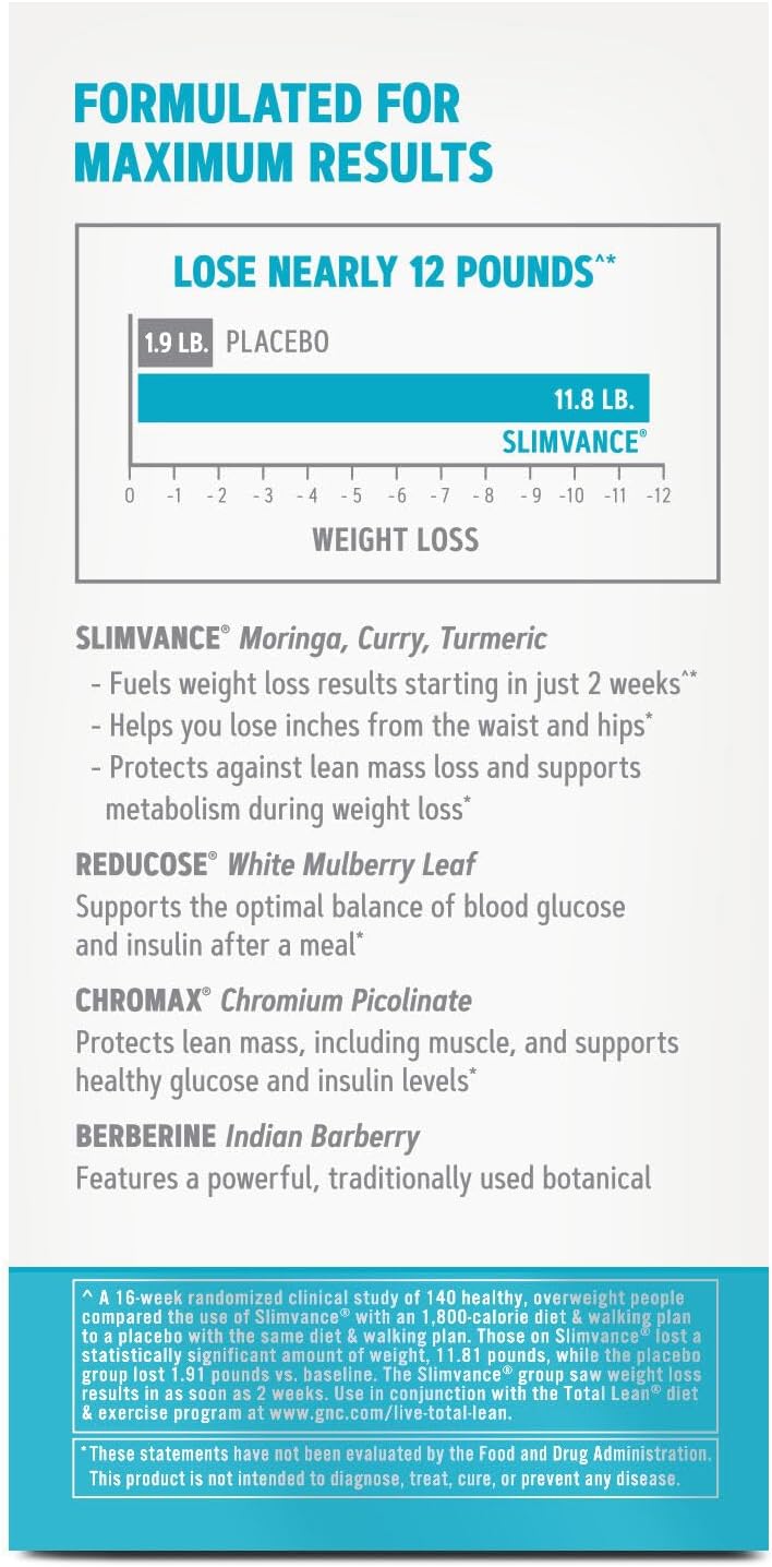 120 Capsules of GNC Total Lean GlucaTrim for 60 Servings - Weight Loss Support Supplement