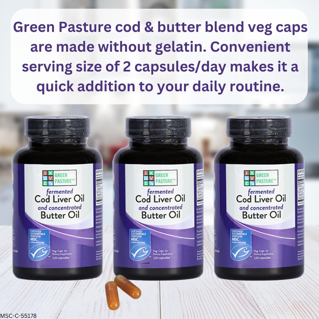 120 Capsules of Green Pasture Fermented Cod Liver Oil & Butter Oil Blend
