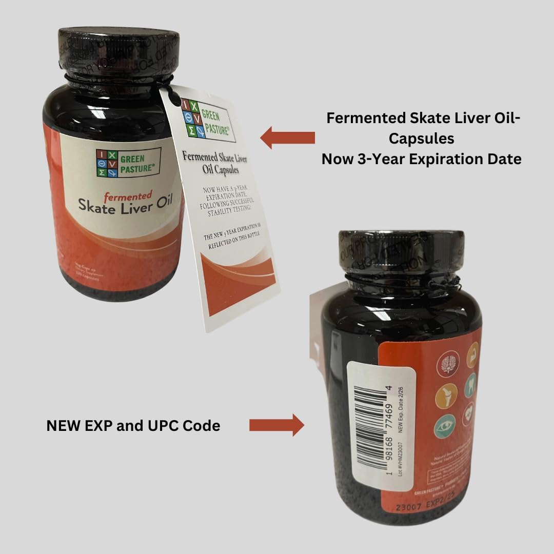 120 Capsules of Green Pasture Fermented Skate Liver Oil for Nutritional Support