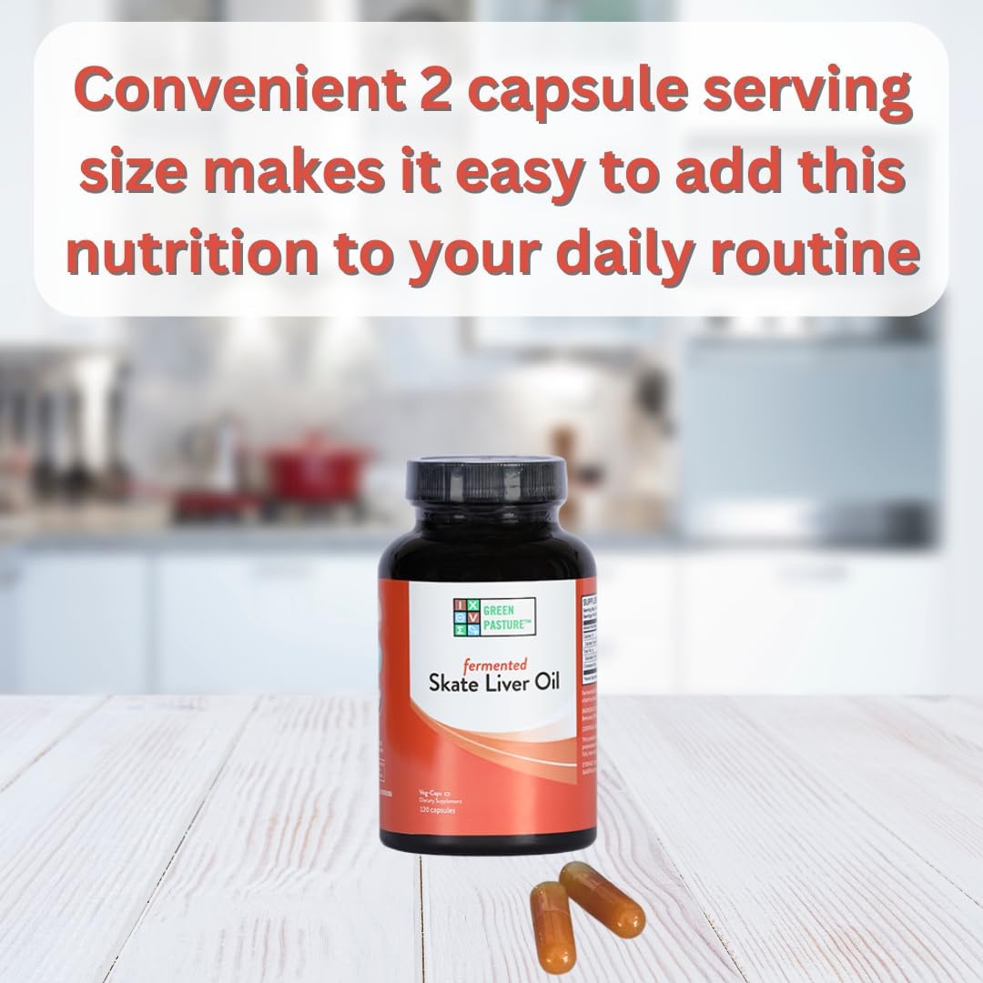 120 Capsules of Green Pasture Fermented Skate Liver Oil for Nutritional Support