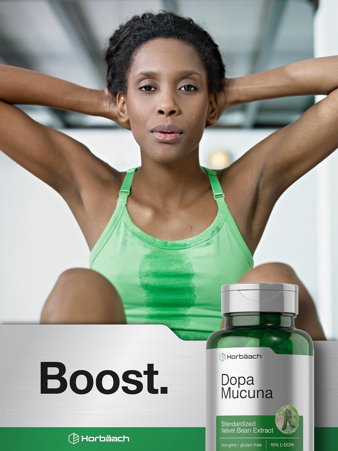 120 Capsules of Horbäach Dopa Mucuna with 15% L-Dopa - Velvet Bean Extract Herbal Supplement, Non-GMO & Gluten Free