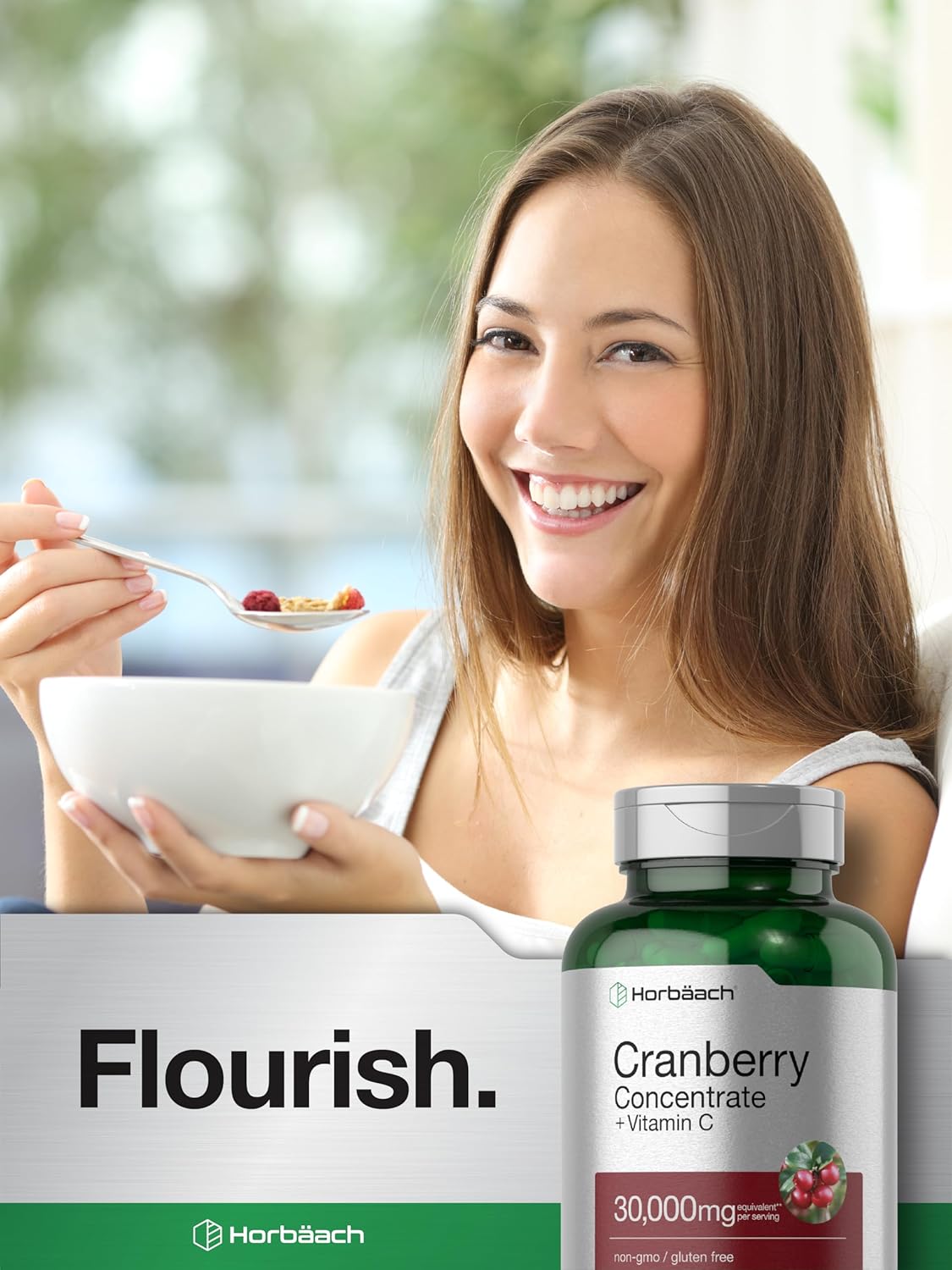 120 Capsules of Horbäach Triple Strength Cranberry Concentrate Extract Pills with 30,000mg and Vitamin C - Non-GMO & Gluten Free