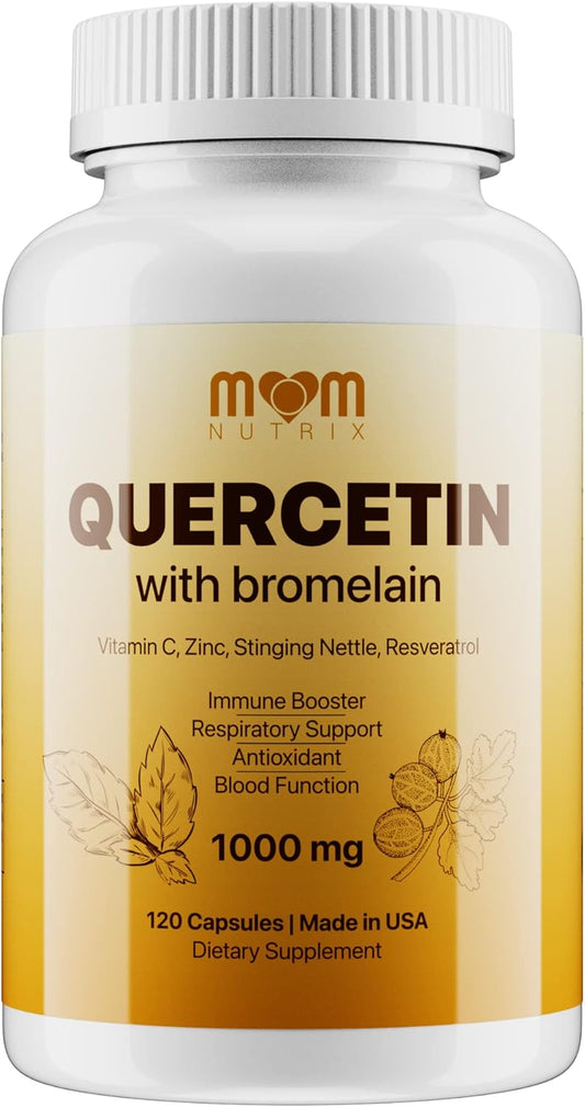 120 Capsules of MOM NUTRIX Advanced Quercetin with Bromelain, Elderberry, Nettle, Resveratrol, Zinc, Vitamin C & D