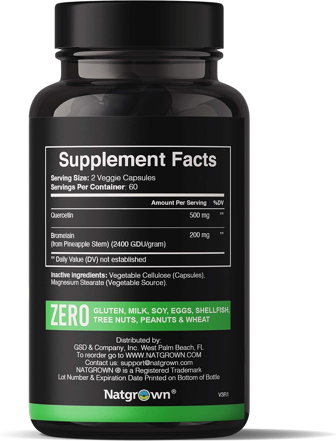 120 Capsules of Natgrown Quercetin and Bromelain Supplement Complex for Enhanced Health