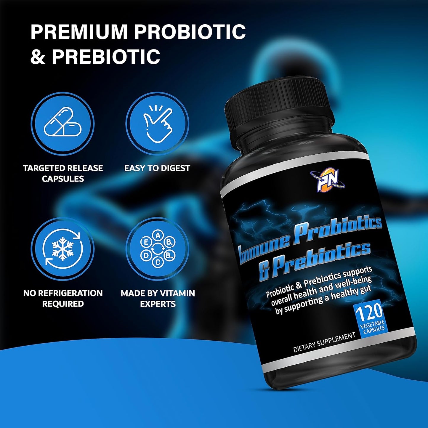 120 Capsules of Planet Nutrients Immune Probiotics and Prebiotics for Gut Health and Wellbeing