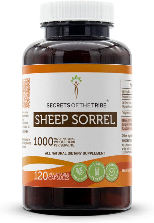 120 Capsules of Secrets of the Tribe Sheep Sorrel: Premium 1000 mg Rumex Acetosella Dried Herb Supplement