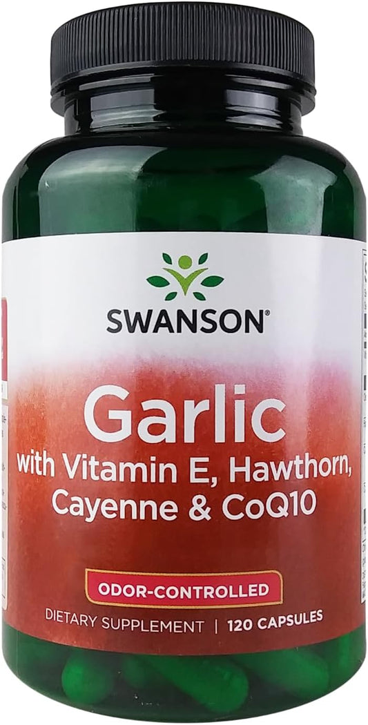 120 Capsules of Swanson Garlic with Vitamin E, Hawthorn Berry, and Cayenne Supplement
