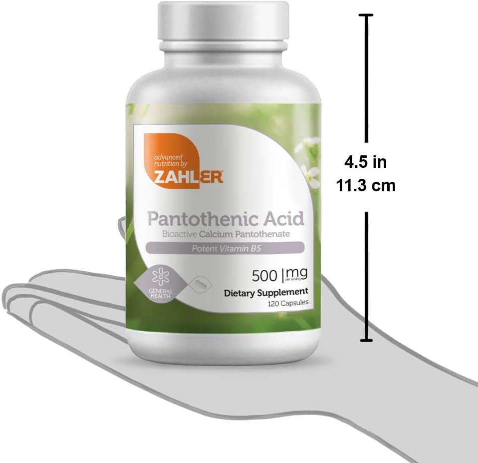 120 Capsules of Zahlers Pantothenic Acid Supplement for Overall Health and Wellbeing