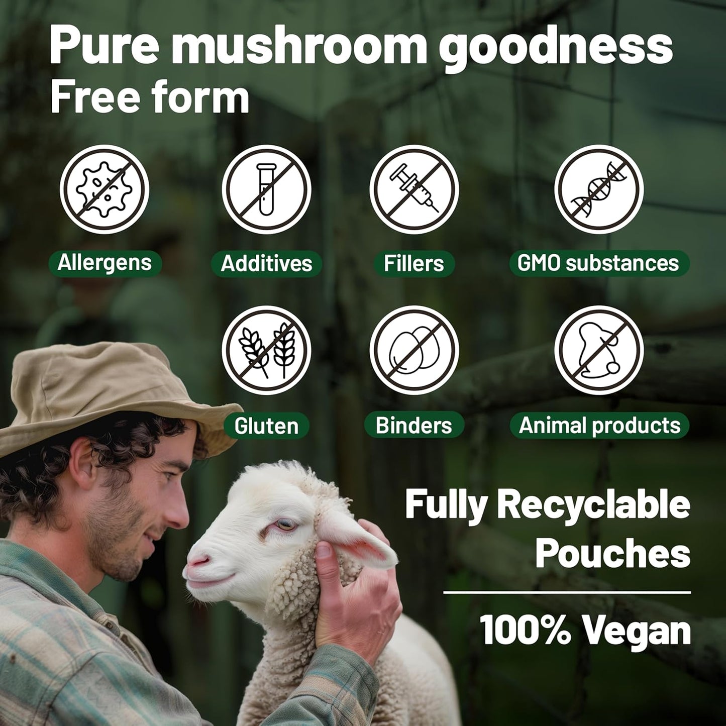 120 Capsules Vegan Mushroom Supplement Complex for Brain, Energy, Focus & Memory Support - Reishi, Chaga, Shitake, Maitake, Lion's Mane, Cordyceps