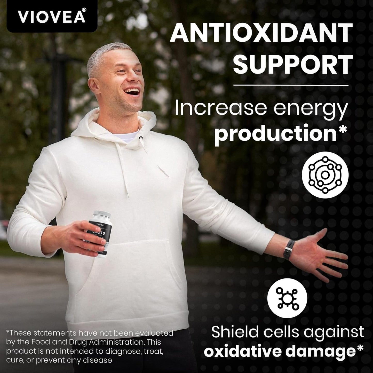 120 Capsules VIOVEA CoQ10 Supplement - 200mg, Made in USA, High Absorption Coenzyme Q10 for Heart Health and Energy - Antioxidant, 4-Month Supply