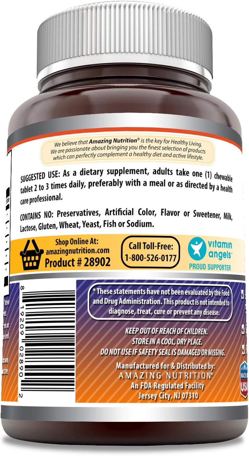 120 Chewable Berry Flavored Elderberry Complex Supplement | Non-GMO & Gluten-Free | Made in USA by Amazing Nutrition