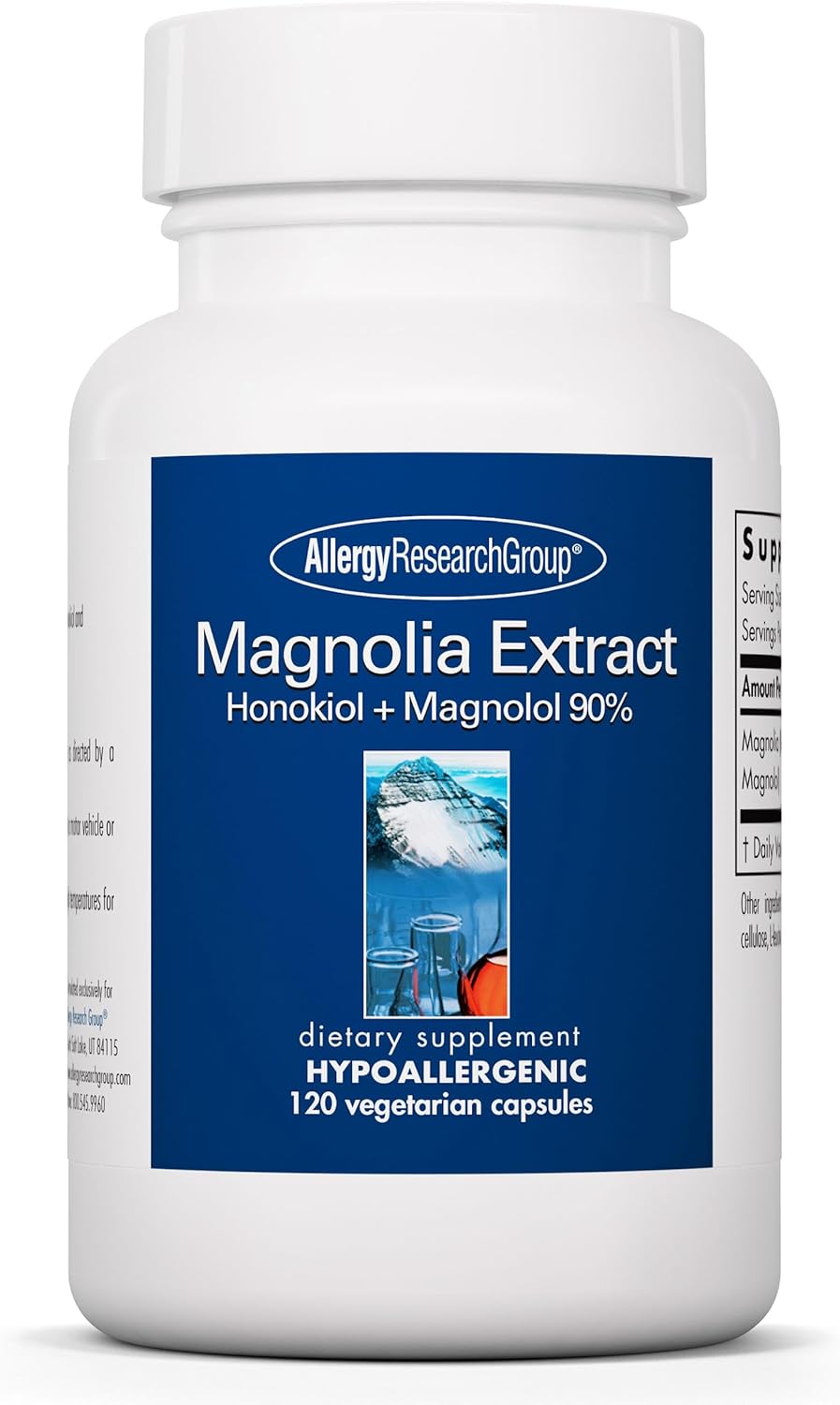 120 Count Allergy Research Group Magnolia Extract Dietary Supplement - Supports Stress Sleep, Cortisol Balance - Honokiol & Magnolia - Hypoallergenic & Vegetarian Capsules - Gluten Free
