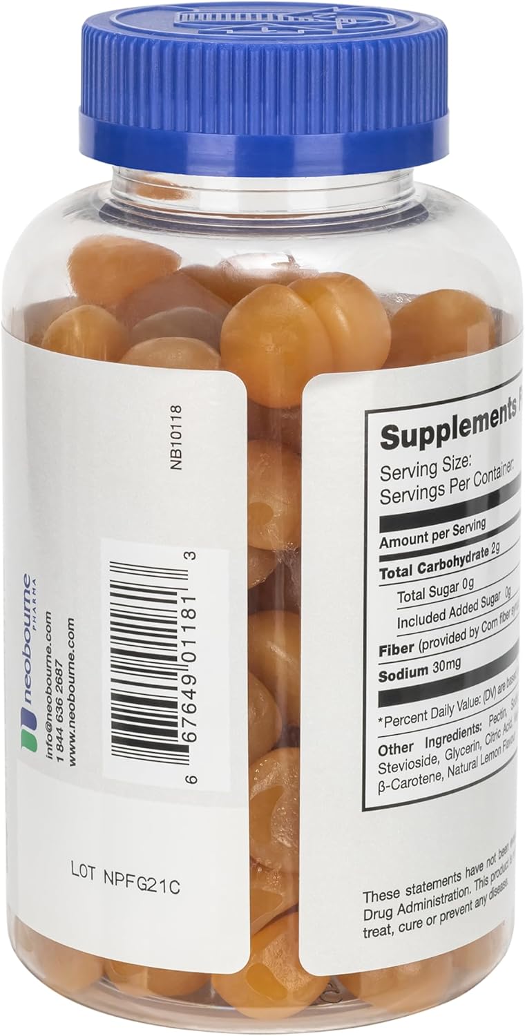 120 Count Brioschi Lemon Flavored Fiber Gummies - Gluten-Free Vegan Non-GMO Gelatin-Free with High Fiber & Sugar-Free