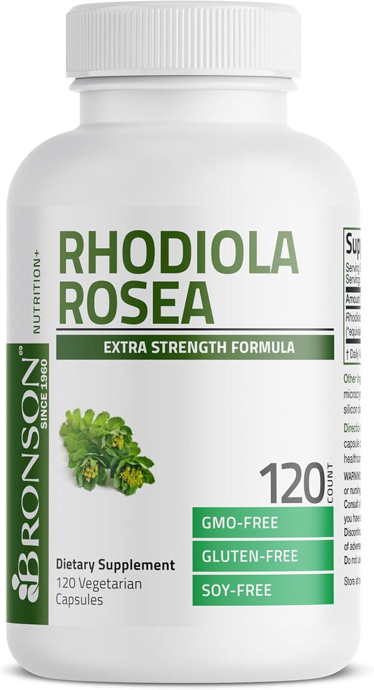 120 Count Bronson Rhodiola Rosea Vegetarian Capsules - Adaptogenic Herb for Brain, Stress & Mood Support - Non-GMO Formula