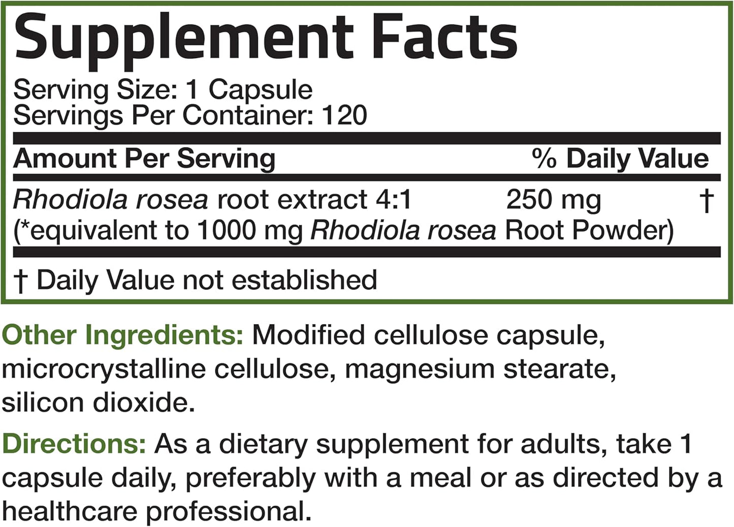 120 Count Bronson Rhodiola Rosea Vegetarian Capsules - Adaptogenic Herb for Brain, Stress & Mood Support - Non-GMO Formula