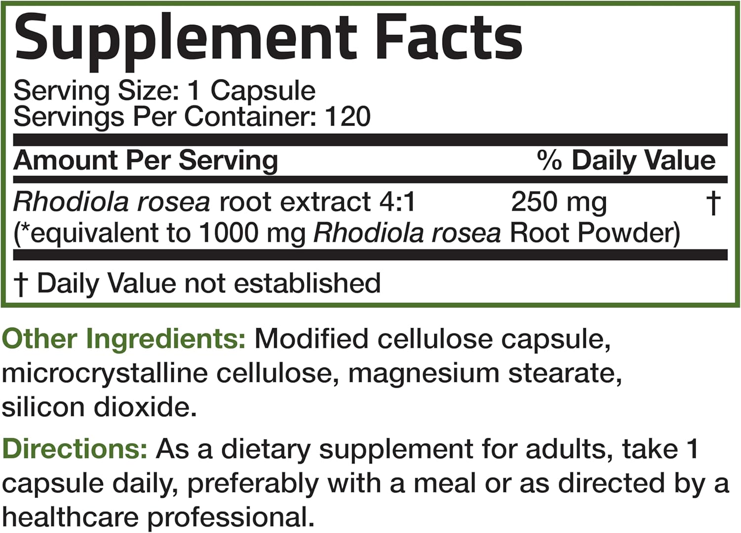 120 Count Bronson Rhodiola Rosea Vegetarian Capsules - Adaptogenic Herb for Brain, Stress & Mood Support - Non-GMO Formula