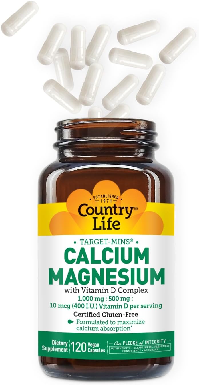 120 Count Country Life Cal-Mag Vegetarian Capsules for Bone Health and Wellness