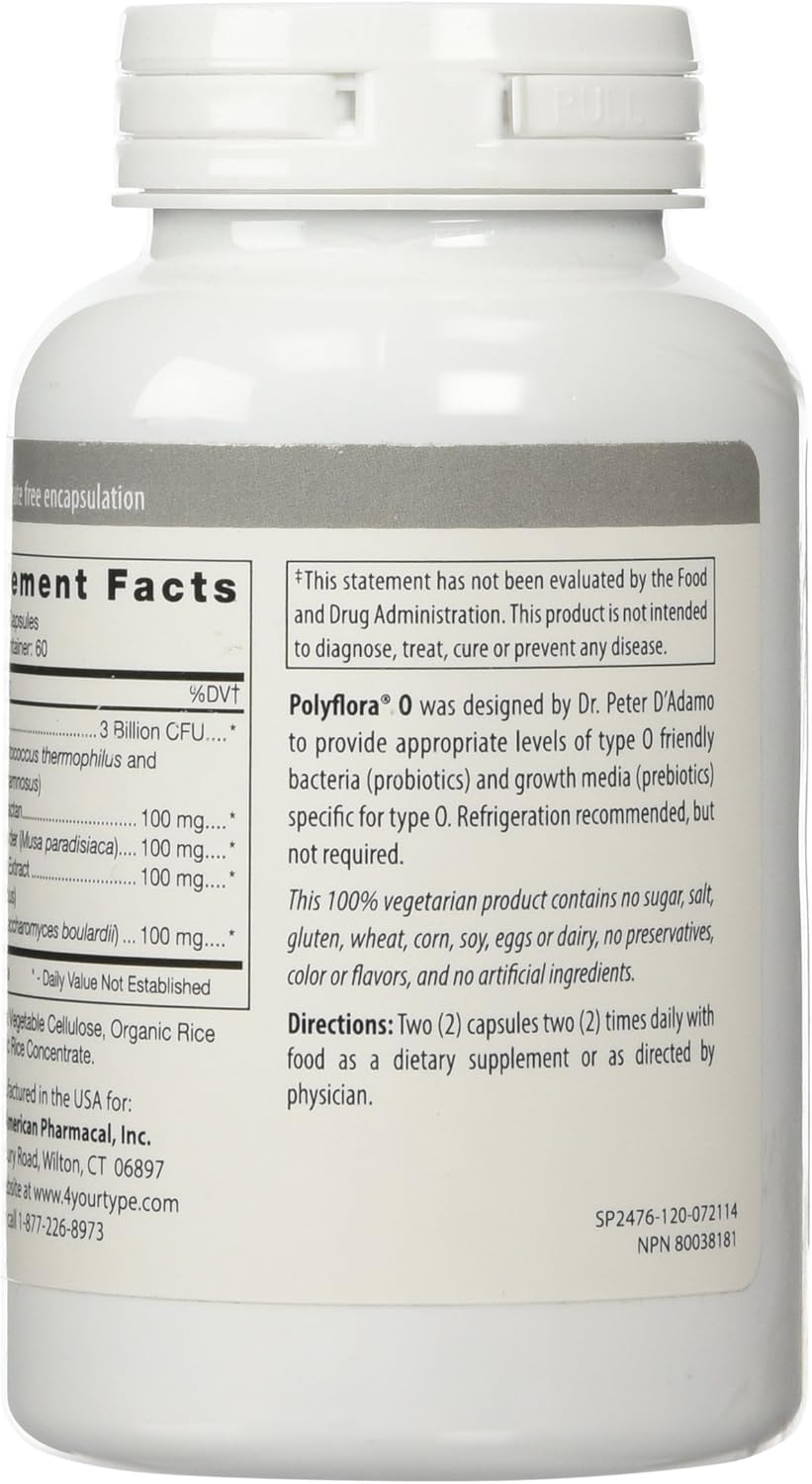 120 Count D'Adamo Polyflora O Personalized Nutrition Supplement