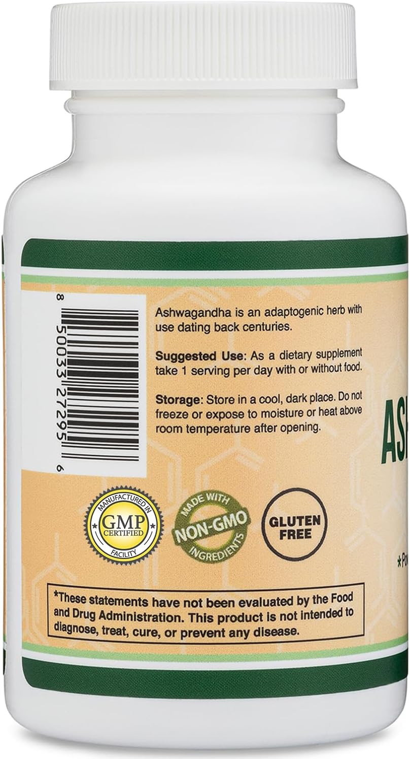 120 Count Double Wood Supplements Ashwagandha 500mg and Magnesium L-Threonate 2000mg Bundle