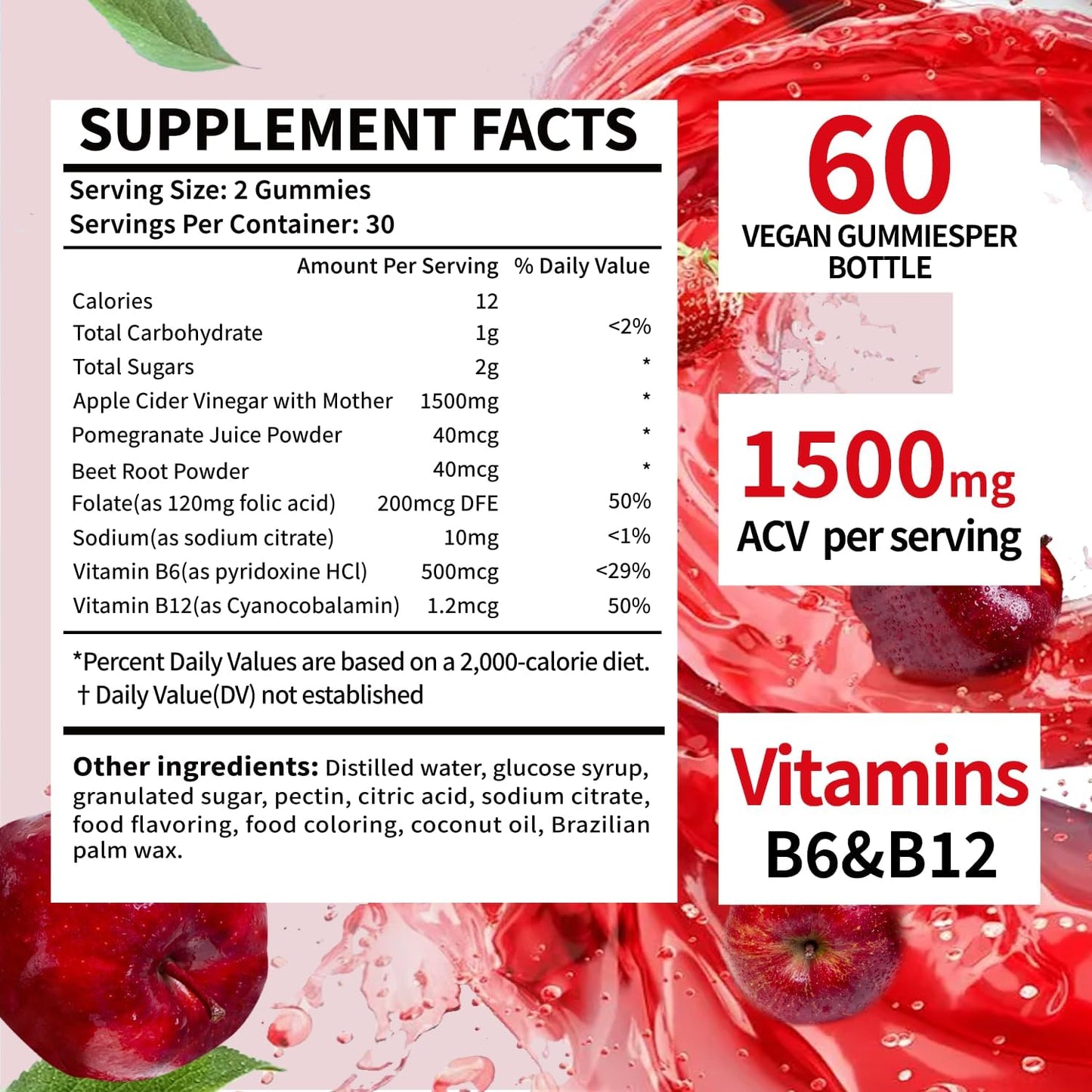 120 Count Elgin EDUDYF Keto ACV Gummies with B12 - Gluten-Free & Gelatin-Free Apple Cider Vinegar Gummies for Keto Support - Vegetarian Supplement for Men & Women