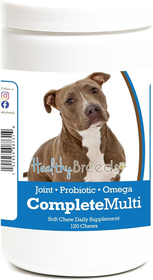 120 Count Healthy Breeds Pit Bull Multivitamin Soft Chews for Overall Health
