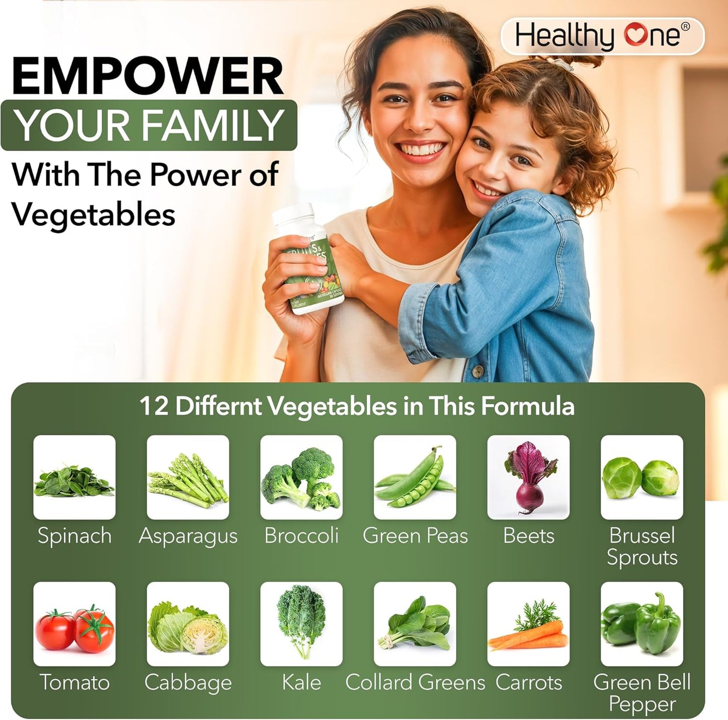 120 Count Healthy One Fruits & Veggies Multivitamin with 27 Balanced Whole Foods for Vitamins, Minerals, Antioxidants, and Detox