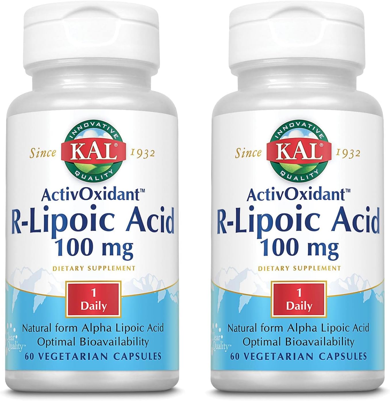 120 Count KAL 100 Mg R-lipoic Acid Activoxidant Tablets, Pack of 2