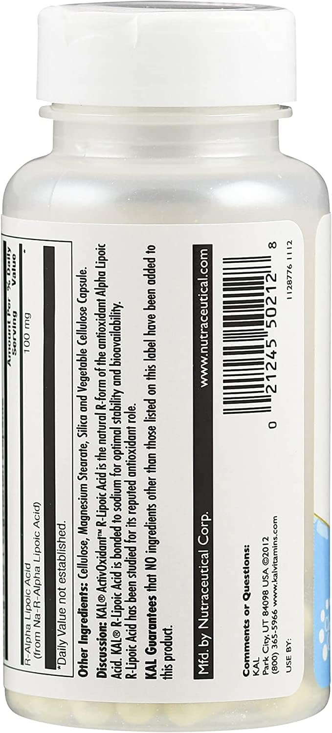 120 Count KAL 100 Mg R-lipoic Acid Activoxidant Tablets, Pack of 2
