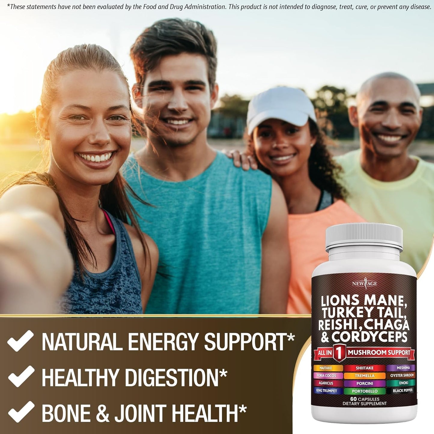 120 Count Lions Mane Mushroom Supplement with Turkey Tail, Reishi, Cordyceps, Chaga, and Marshmallow Root for Immune Support