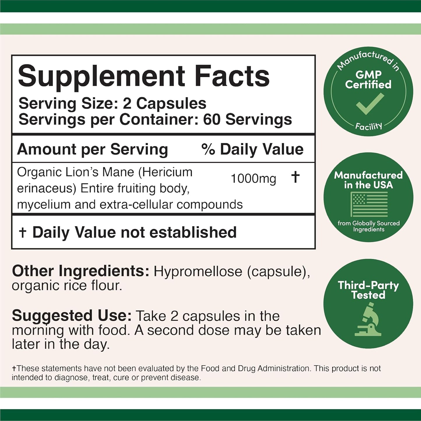 120 Count Lion's Mane Mushroom, Turkey Tail, and Ashwagandha Supplements by Double Wood