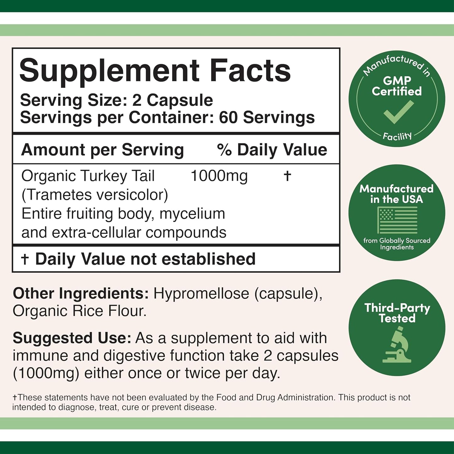 120 Count Lion's Mane Mushroom, Turkey Tail, and Ashwagandha Supplements by Double Wood