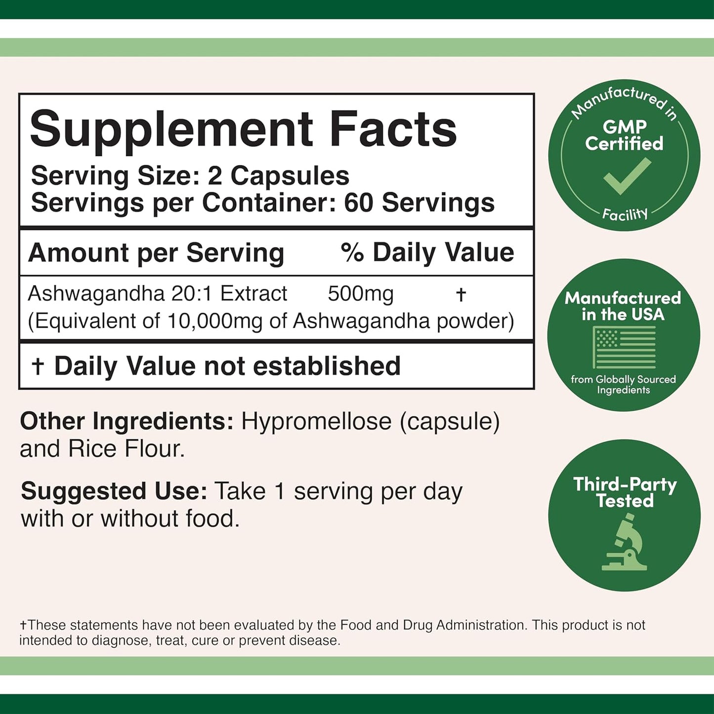 120 Count Lion's Mane Mushroom, Turkey Tail, and Ashwagandha Supplements by Double Wood