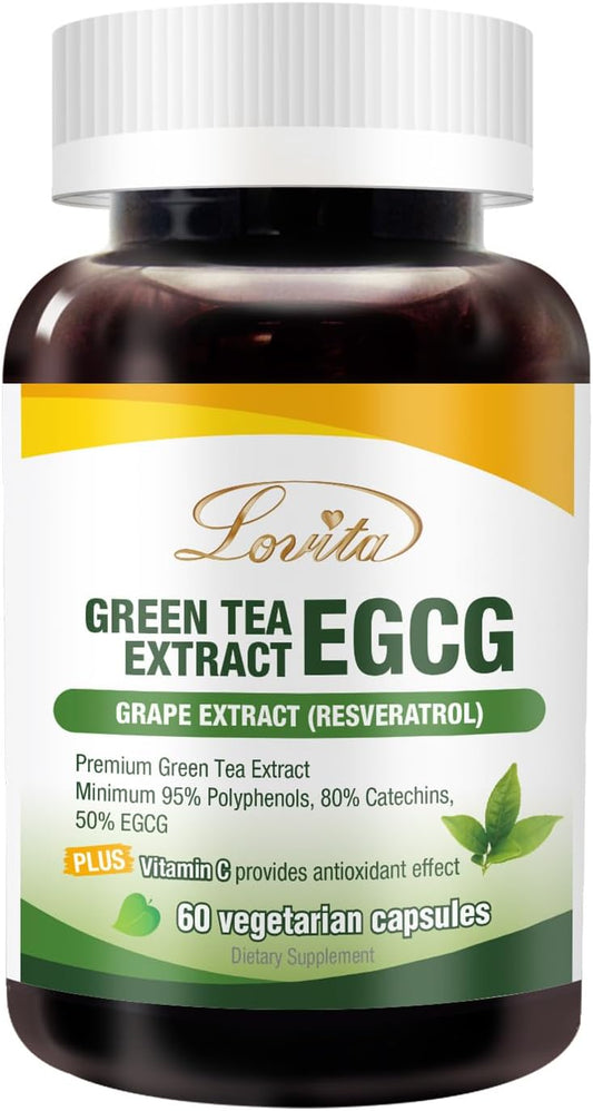 120 Count Lovita Green Tea Extract Capsules - 1000mg Pure Green Tea Supplement